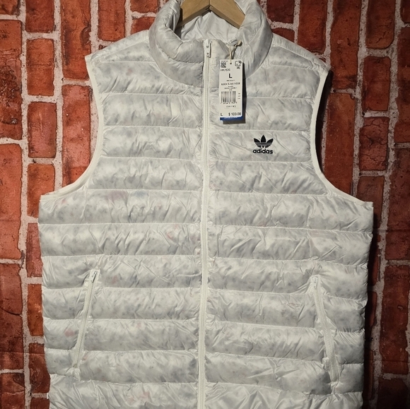 ADIDAS ESSENTIALS+ MADE WITH NATURE VEST JACKET HK7539 WHITE MENS SIZE LARGE - Picture 1 of 6